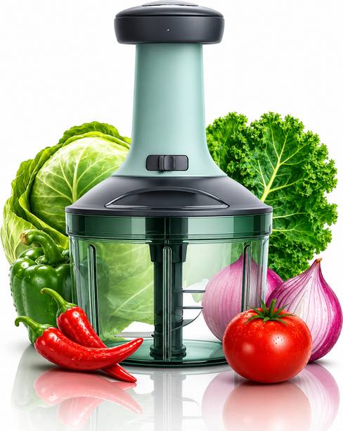 Excellent by YOUONE Manual Hand Press Push Chopper with 4 Blades for Chopping Vegetables & Fruits Vegetable & Fruit Chopper