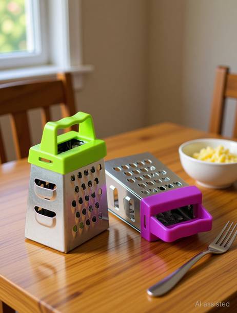 Bekner Tiny Graters with 4 Sides - Ideal for Home Cooking, Multicolour. (Mini) Vegetable & Fruit Grater