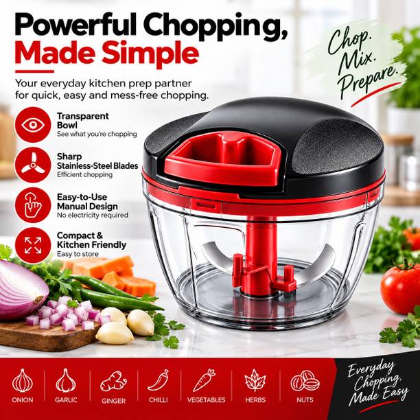VeloraHome by NA Velora Home Manual Kitchen Chopper | Vegetable Cutter, Onion Garlic Chopper Vegetable & Fruit Chopper