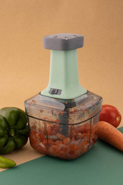 MAGICSPOON Chopper, Push Chopper, Onion Chopper, Vegetable Chopper (Teal, 1000ml, 4 Blades) Vegetable & Fruit Chopper