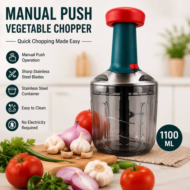 ChopEase 1100 ML Manual Push Vegetable Chopper with Locking Handle Vegetable & Fruit Chopper