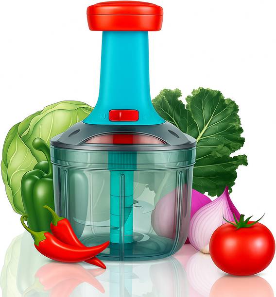 Excellent by YOUONE Hand Press Push Chopper with 4 Blades for Chopping Vegetables & Fruits Vegetable & Fruit Chopper