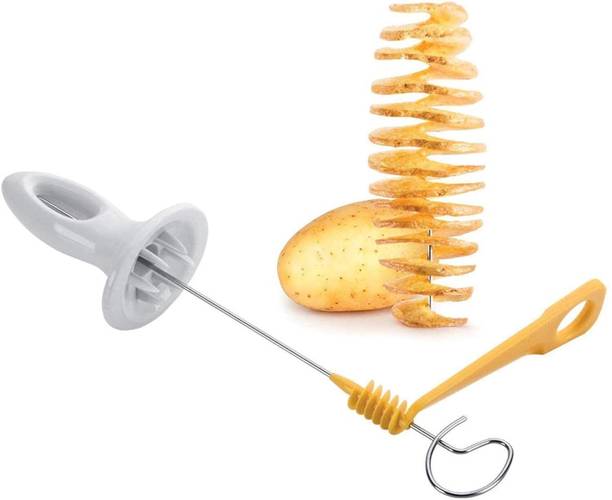 HIKIN SUPERMARKET Spiral Potato Cutter, Tornado Potato Spiral Cutter Slicer Chips 4 Spits Tower Vegetable Slicer