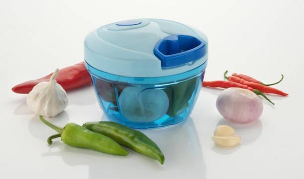 Prodrop Handy Mini Plastic Chopper with 3 Blades, Vegetable and Fruit Cutter -Multicolour Vegetable Chopper