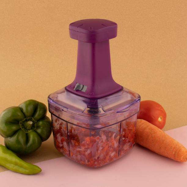 MAGICSPOON Chopper, Onion Cutter, Onion Chopper, Vegetable Chopper (Purple,1000ml,4 Blades) सब्जी और फल