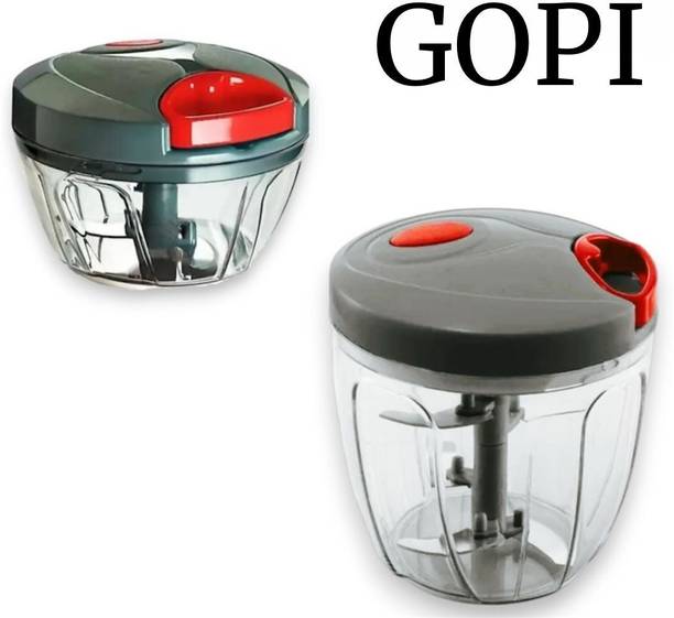gopi by GopiStore 450 ML + 1000 ML Onion Chopper combo with stainless steel Powerful Blade (GREY) Vegetable & Fruit Chopper