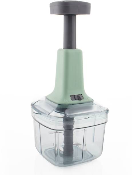 MAGICSPOON Push Chopper, Onion Chopper, Vegetable Cutter (4 Blades, 1000 ml, Teal) Vegetable & Fruit Chopper