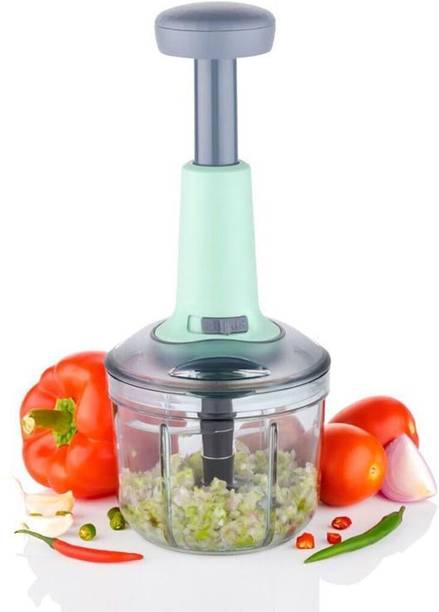 AARVIKAA by Aarvikaa Manual Push Vegetable Chopper 1100 ml | Stainless Steel 5 Blade Hand Chopper Vegetable & Fruit Chopper