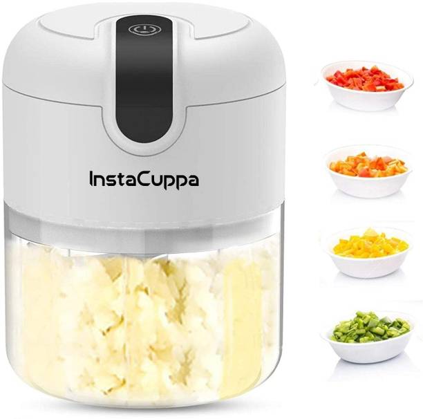 InstaCuppa Rechargeable Electric Chopper | USB-C Stainless Steel Blades | 1800 mAh Battery Electric Vegetable & Fruit Chopper