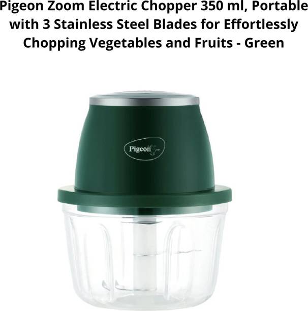 Pigeon by Pigeon Zoom 350 ml Portable, 3 Stainless Steel Blades (Green) Electric Vegetable & Fruit Chopper