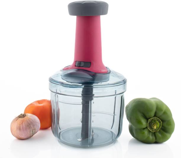 MAGICSPOON Chopper, Vegetable Chopper, Push Chopper, Onion Chopper (Pink, 900ml, 4 Blades) Vegetable & Fruit Chopper