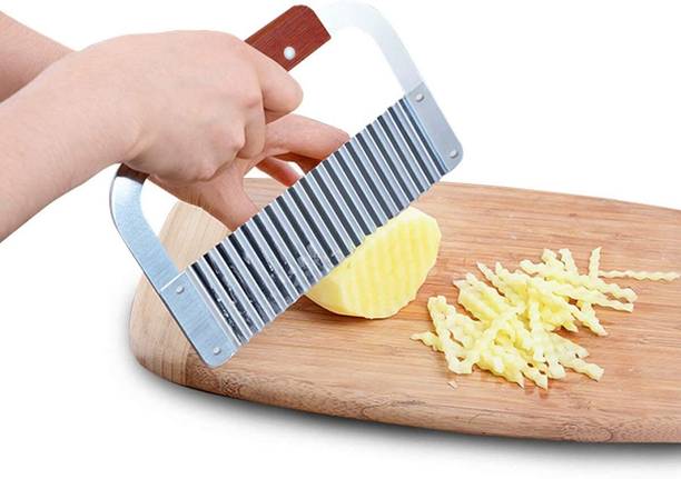Dweloric Crinkle Cutter Tool for Veggies Steel French Fry Cutter for Potato Chip आलू