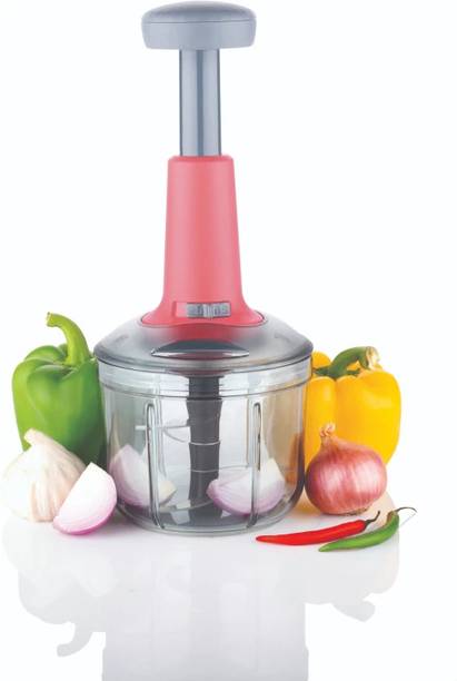 OFFYX Push Chopper Vegetable Chopper Onion Chopper 900 ML with 4 Stainless Steel Blade Vegetable & Fruit Chopper