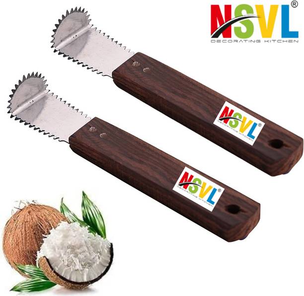 NSVL Steel Coconut Grater / Scraper Manual Wooden Handle Coconut Peeler Scrapper 2 pc नारियल