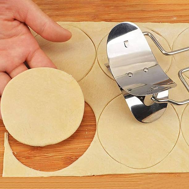 Prahant Stainless Steel Big Size Puri Cutter Roller 360* Degree Dough Circle Roller Cookie Cutter