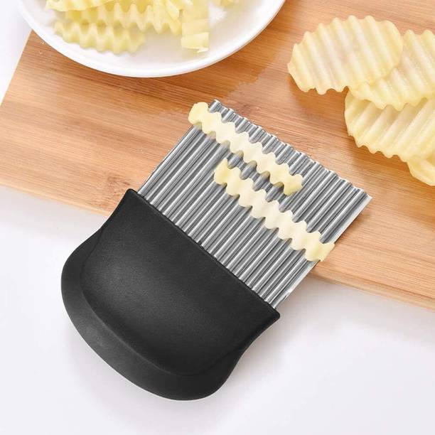 Adhunyk Stainless Steel Wavy Blade Chip Slicer Crinkle Cutter For Fruits, Vegetable Potato Chopper