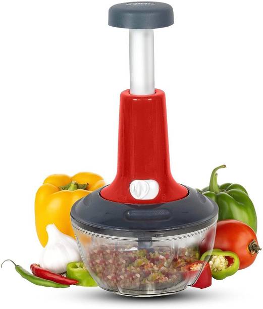 PW PENCILWALA Manual Hand-Press Vegetable Chopper, Cutter with 03 Blade for Kitchen Vegetable & Fruit Chopper