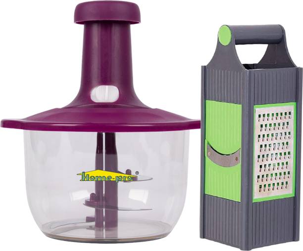 Home-pro Slicer & Grater | 4 Different Type Blades | 1500 ML Capacity Push Chopper | Vegetable & Fruit Chopper