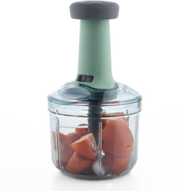 MAGICSPOON Chopper, Push Chopper, Onion Chopper, Vegetable Chopper (4 Blades, Teal, 900ml) Vegetable & Fruit Chopper