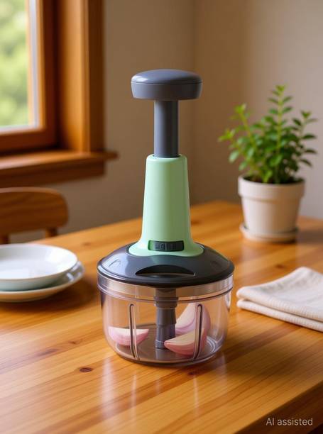 OFFYX Push Chopper Hand Press Chopper 650 ML with 3 Stainless Steel Blades Vegetable & Fruit Chopper