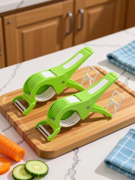 SPACE 2 IN 1Plastic Vegetable Cutter with Peeler, Set of 2 Vegetable & Fruit Chopper Vegetable & Fruit Grater & Slicer