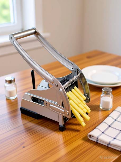 DHARMISHO Stainless Steel French Fries Cutter, Manual Potato Chipser & Vegetable Slicer Potato Chopper