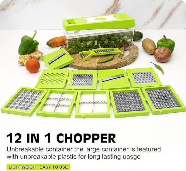 MAK BROTHERS by ANJIL Vegetable and Fruit Chopper Cutter Grater Vegetable & Fruit Slicer New 12 In 1 Vegetable & Fruit Grater & Slicer