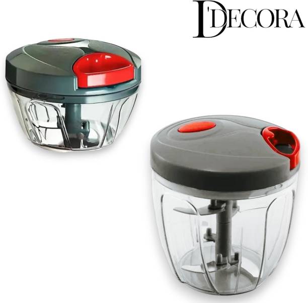 DDecora 450 ML +1000 ML Chopper combo with stainless steel Powerful Blade (GREY) Vegetable & Fruit Chopper