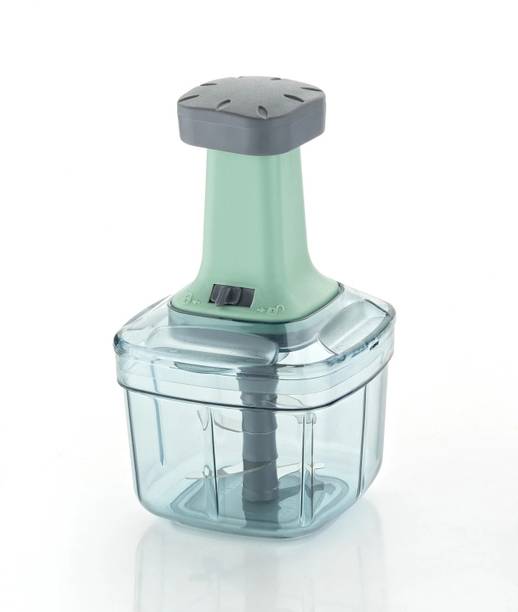 MAGICSPOON Chopper, Push Chopper, Onion Chopper, Vegetable Chopper (Teal, 1000ml. 4 Blades) Vegetable & Fruit Chopper