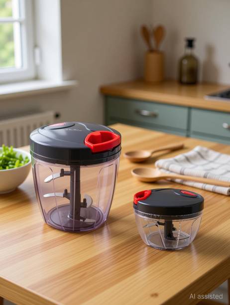 GITROX 450 ML +1000 ML Chopper combo with stainless steel Powerful Blade (GREY) Vegetable & Fruit Chopper