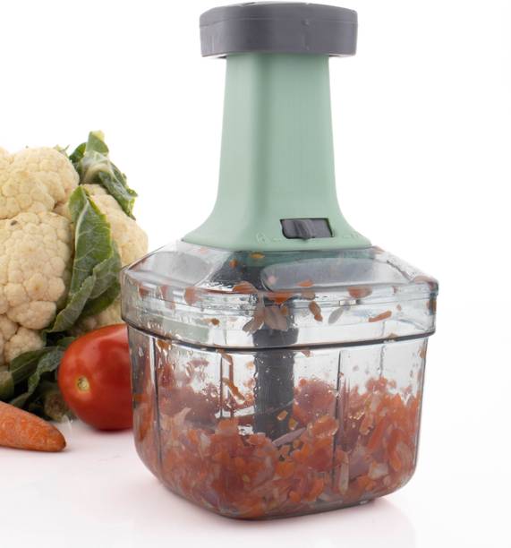 MAGICSPOON Chopper, Onion Cutter, Onion Chopper, Vegetable Chopper (Cyan, 1000ml. 4 Blades) Vegetable & Fruit Chopper
