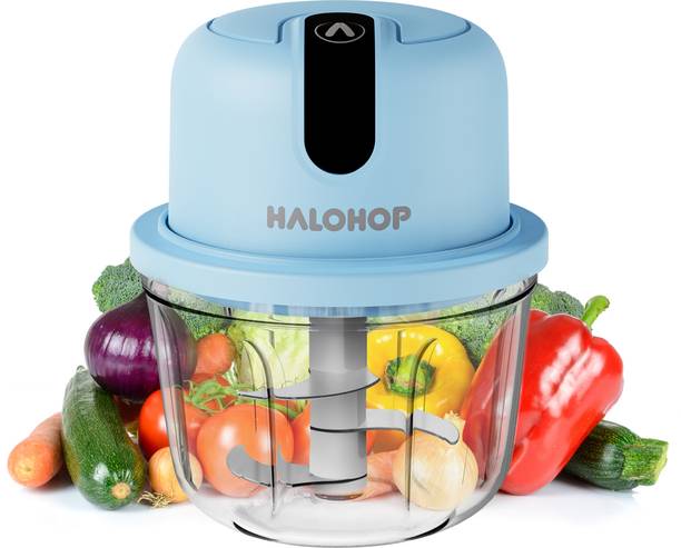Halohop 350ML Rechargeable Mini Chopper for Kitchen | Stainless Steel Blades Cutter | Electric Vegetable & Fruit Chopper