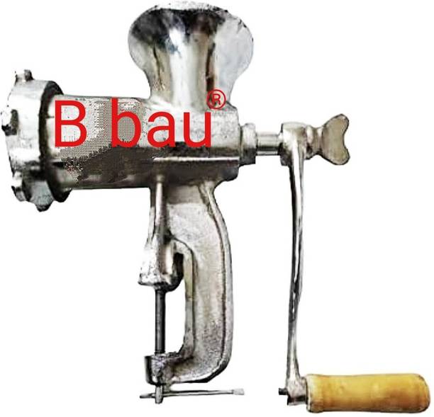 B bau ® Cast Iron Nikil Plated Manual Keema Machine Meat Mincer (10 Number) Chopper