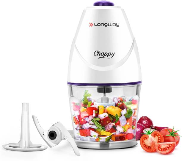 Longway Chef 400 Watts|Twin Blade Technology, 800 ml|Stainless Blades|Chop, Whisk, Blend Electric Vegetable & Fruit Chopper