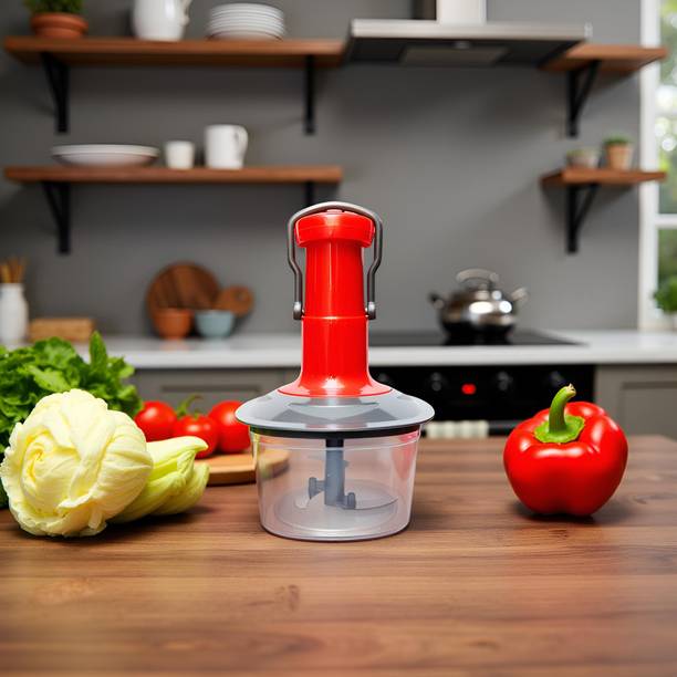 ABC Hand Press Vegetable Chopper Cutter Stainless Steel Blades - Easy to Use, 650ml Vegetable Chopper