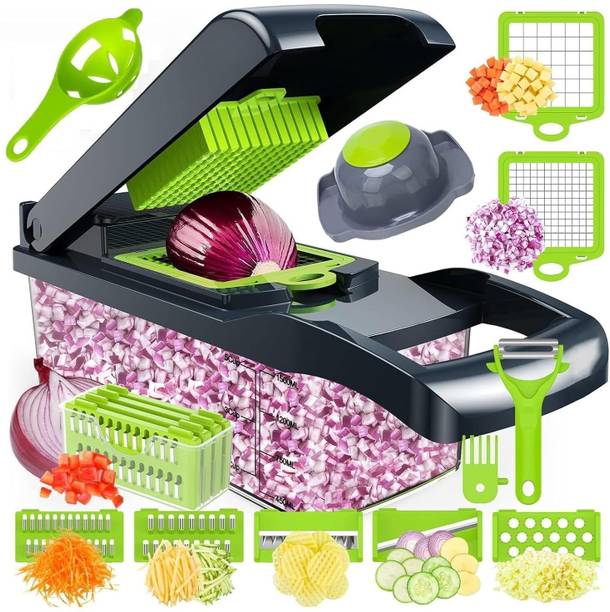 toyicart 14 in 1 Vegetable cutter| Manual Food Chopper with Multiple Cutting Blade set Vegetable Chopper