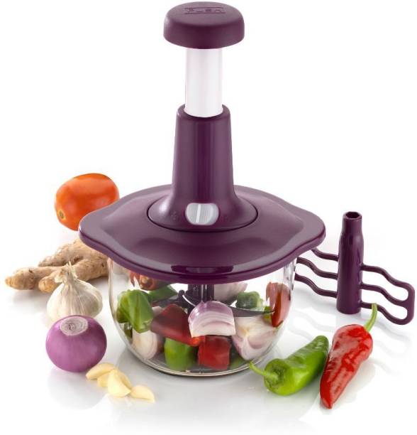 seion kitchenwear Clever Chop 2 IN 1 Manual Push Chopper for Effortless Chopping Vegetable & Fruit Chopper