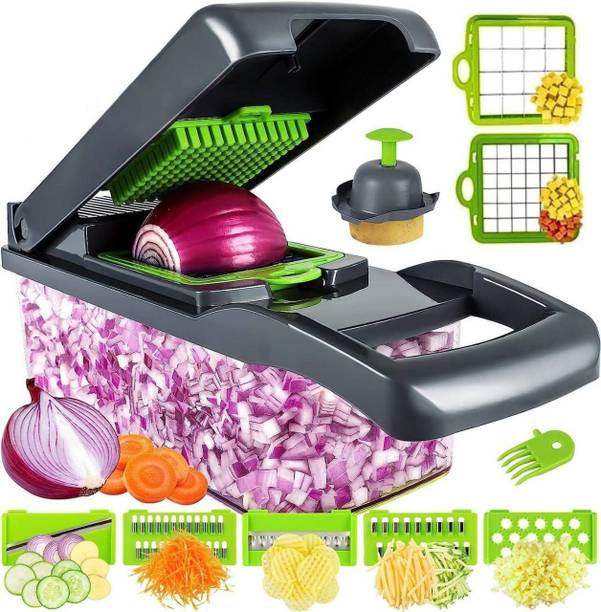 UNETRI 14in1 Multipurpose Vegetable Chopper & Fruit Cutter | Manual Slicer Dicer सब्जी और फल