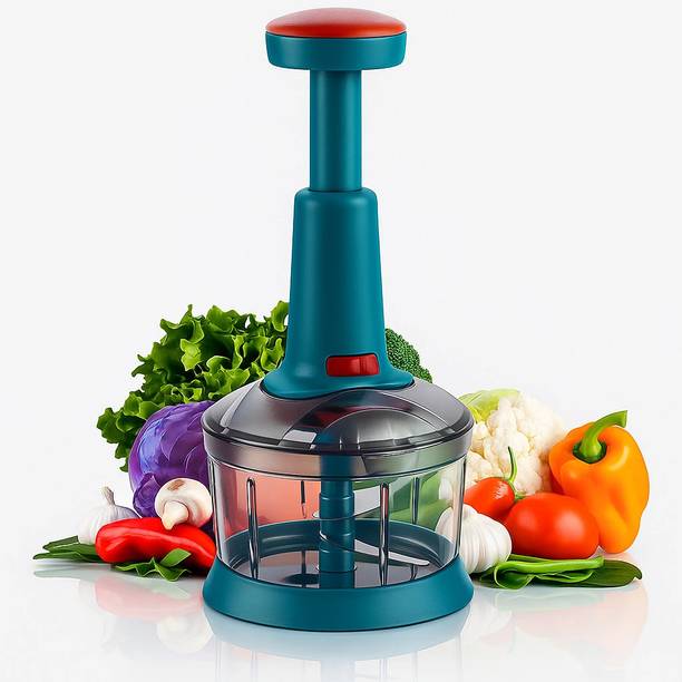 Excellent Food Chopper 650ml,3 Blade Steel Large Manual Hand-Press Vegetable Chopper Mixer Vegetable & Fruit Chopper