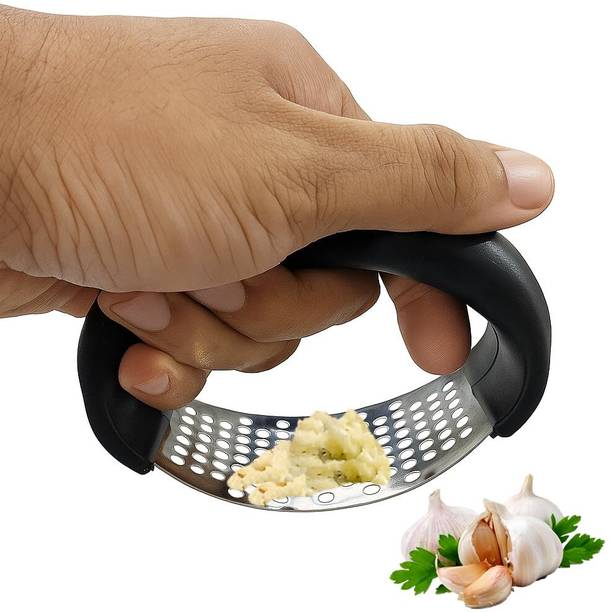 RHHG E COM Garlic Crusher Ginger Mincer Squeezer Press Rocker Kitchen Chopper with Handle Vegetable & Fruit Scraper