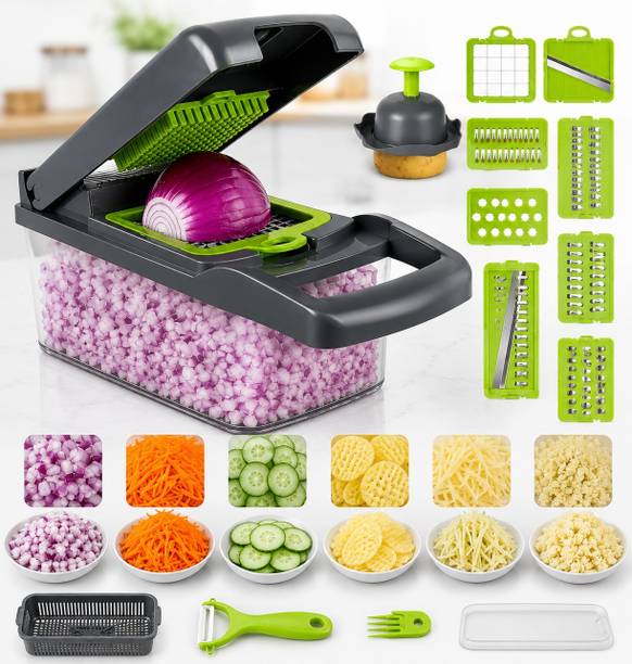 HouseOfComman Vegetable Chopper-Chopper 14 in 1with 8 Blades, Fruits Chopper (Chopper) Vegetable & Fruit Chopper