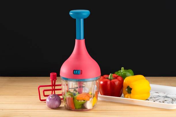 AK10ZONE Food Chopper 1000ml, Steel Large Manual Hand-Press Vegetable Chopper सब्जी