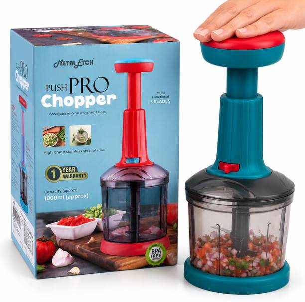 Metal Etch by Metal Etch Vegetable Chopper |1 Year Waranty| 1000 ml Chopper with 5 Stainless Steel Blade Vegetable & Fruit Chopper