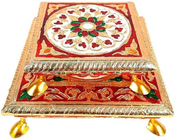 Apkamart Wooden Puja Chowki Bajot - Chowki For Puja, Home Decor - 6, 8 Inch Wooden Pooja Chowki