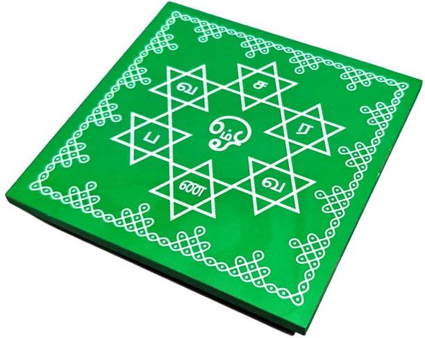 aalayam selveer Saravanabhava Kolam Manai|Om Saravana Bhava Chowki(Light Green Colour, 4x4 Inch) Wooden Pooja Chowki