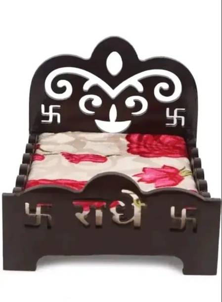 MSK Craft Ladu Gopal ji Wooden Bed with Intricate Carved Design for Kanha Ji/Gopal Ji Wooden Pooja Chowki