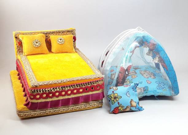 RDH ENTERPRISES Thakur ji Bed , Laddu Gopal Mosquito Net Bed usable 0 to 3 no Silk All Purpose Chowki