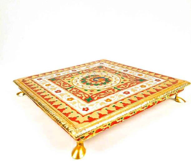 Apkamart Wooden Puja Chowki | Pooja Bajot Stool - For Home Decor, Sitting - 12 Inch Wooden Pooja Chowki