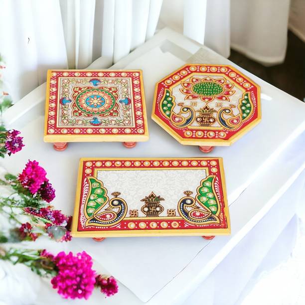 RUSHVILLE all purpose marble pooja choWKI /GOD AASAN Marble All Purpose Chowki