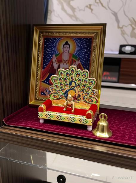 RMCG Traders Laddu Gopal Meenakari Singhasan | Kanha Ji Singhasan Size 0 To 4 No Wooden Pooja Chowki
